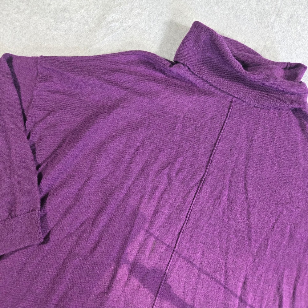 Eileen Fisher Purple Extra Fine Merino Wool Turtleneck Sweater Medium Oversized